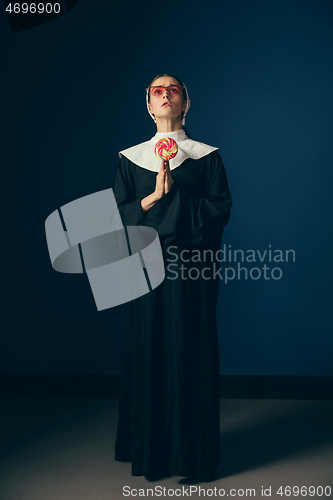 Image of Medieval young woman as a nun