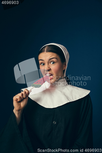 Image of Medieval young woman as a nun