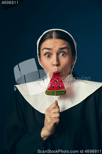 Image of Medieval young woman as a nun