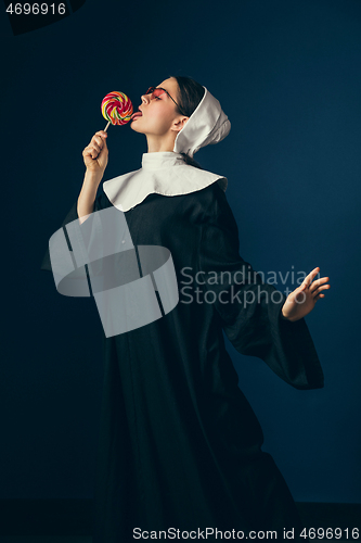 Image of Medieval young woman as a nun