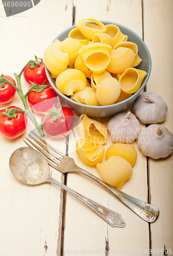 Image of Italian snail lumaconi pasta with tomatoes