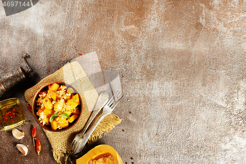 Image of wheat porridge with pumpkin