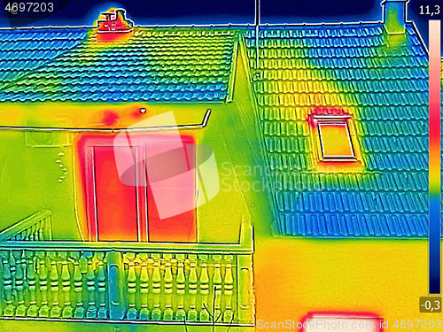 Image of Thermal image Heat Loss in the attic at the family House