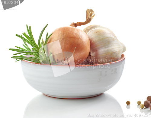 Image of onion, garlic and rosemary