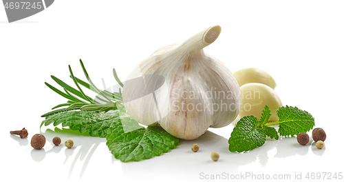 Image of composition of garlic and spices