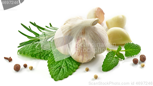 Image of composition of garlic and spices