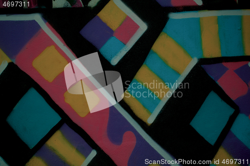 Image of Abstract pattern of colorful geometric graffiti