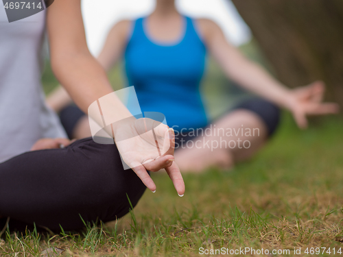 Image of women meditating and doing yoga exercise