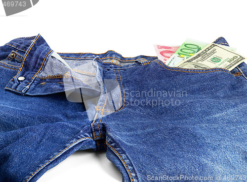 Image of bluejeans and money