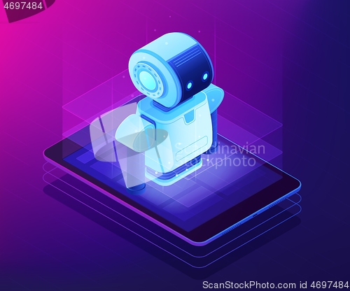 Image of Mobile robotics concept vector isometric illustration.