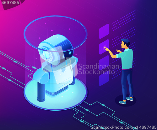 Image of Robotics data analysis concept vector isometric illustration.