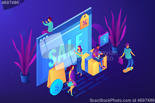 Image of Online sales pro concept vector isometric illustration.