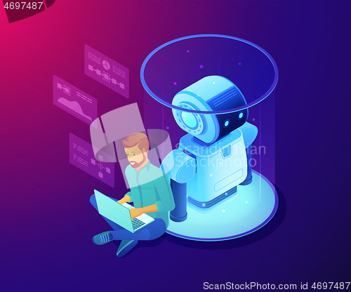 Image of Robot software concept vector isometric illustration.