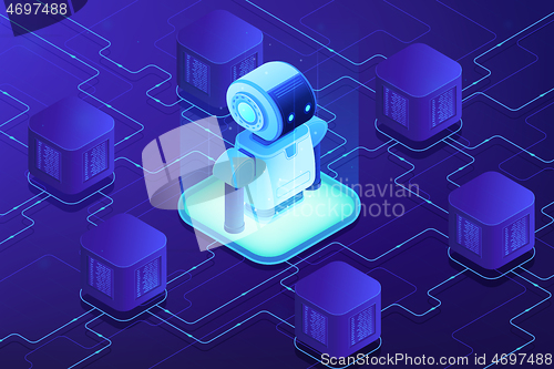 Image of Robotics networking concept vector isometric illustration.