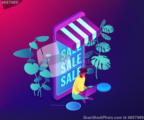 Image of Discount online concept vector isometric illustration.