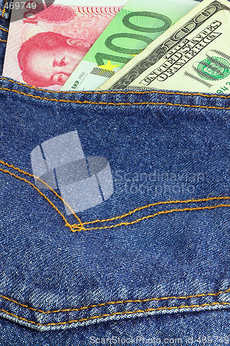 Image of bluejeans and money