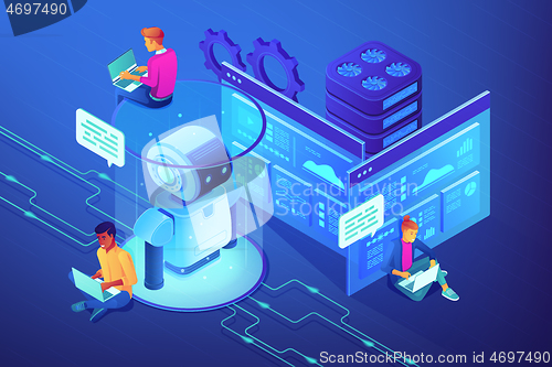 Image of Robotics developer concept vector isometric illustration.