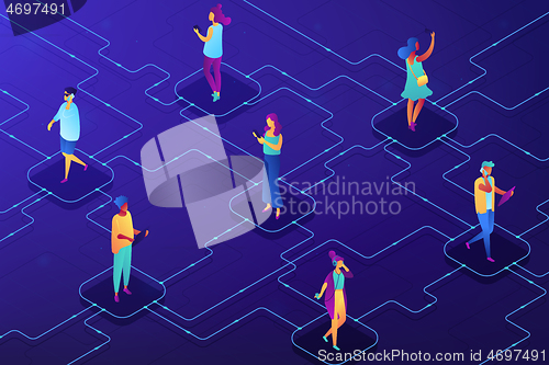 Image of Social network concept vector isometric illustration.