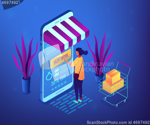 Image of Online purchase concept vector isometric illustration.