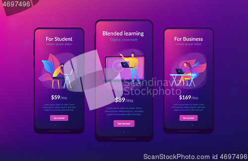 Image of Digital classroom app interface template.