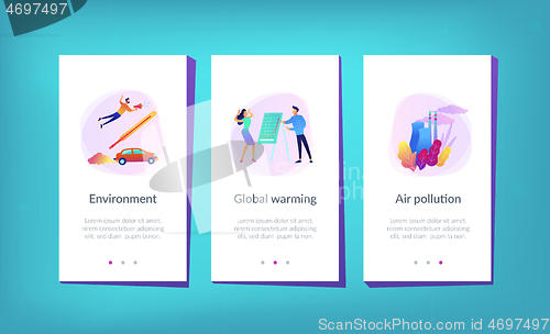 Image of Global warming app interface template.