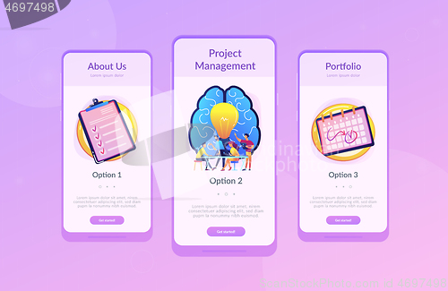 Image of Project management concept app interface template.