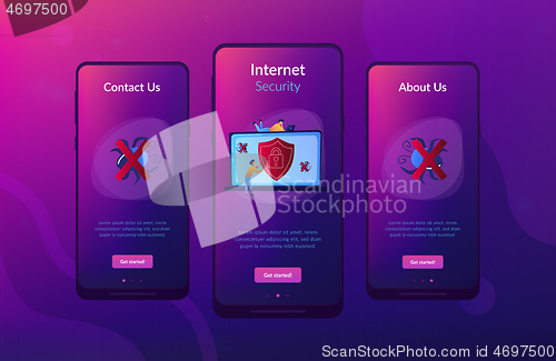 Image of Antivirus software app interface template.