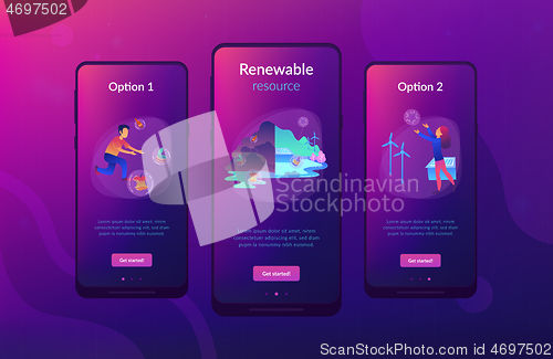 Image of Renewable resource UI UX app interface template.