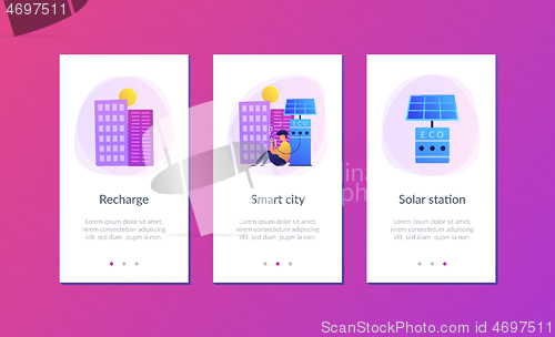 Image of Eco recharge stations in smart city app interface template.