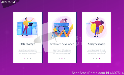 Image of Big data tools app interface template.