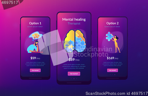 Image of Psychotherapy and psychology app interface template.