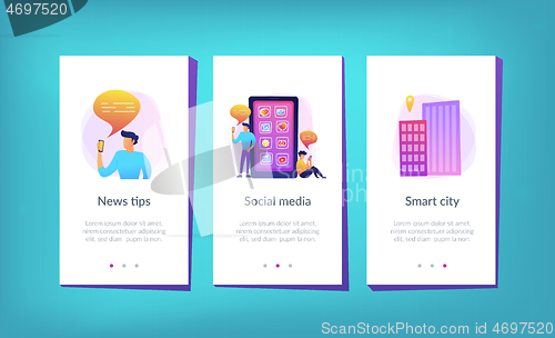 Image of Social media and news tips app interface template.