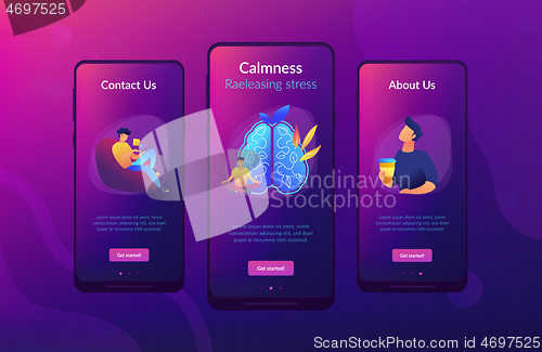 Image of Calmness and releasing stress concept app interface template.