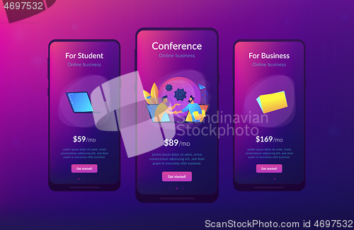 Image of Online conference and business app interface template.