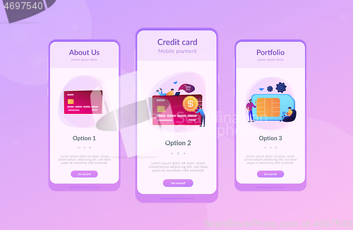 Image of Credit card app interface template.