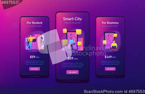 Image of Smart city and digital city guide app interface template.