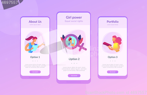 Image of Feminism app interface template.
