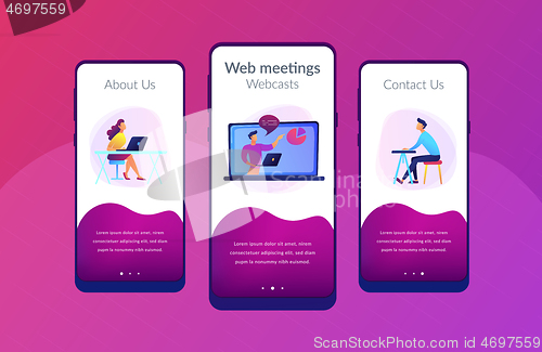 Image of Online webinar app interface template.