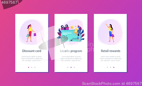 Image of Discount and loyalty card app interface template.