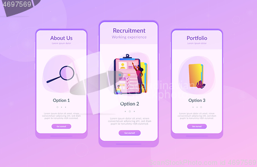 Image of Job interview app interface template.