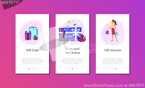 Image of Gift card app interface template.