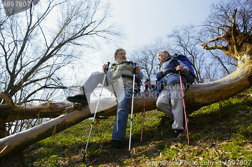 Image of Travel and tourism. Family couple enjoying walk together