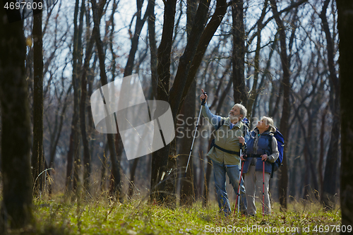 Image of Travel and tourism. Family couple enjoying walk together