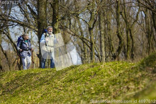 Image of Travel and tourism. Family couple enjoying walk together