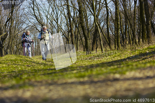 Image of Travel and tourism. Family couple enjoying walk together