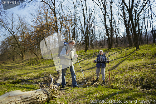 Image of Travel and tourism. Family couple enjoying walk together