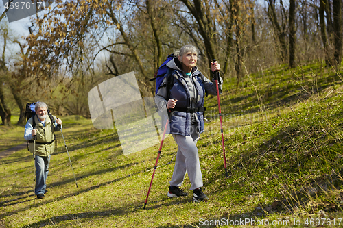 Image of Travel and tourism. Family couple enjoying walk together