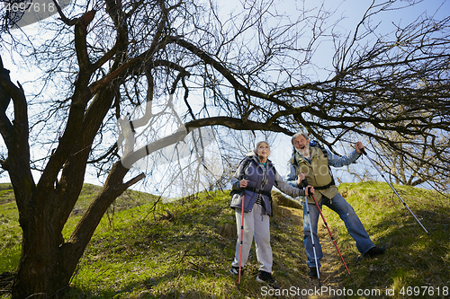 Image of Travel and tourism. Family couple enjoying walk together