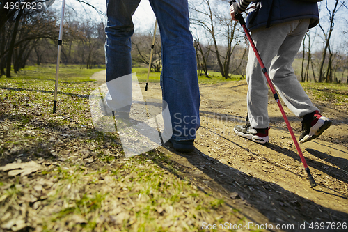 Image of Travel and tourism. Family couple enjoying walk together