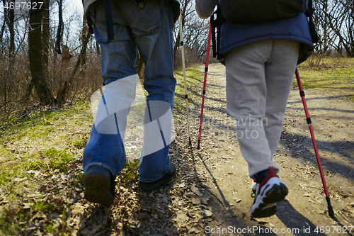 Image of Travel and tourism. Family couple enjoying walk together